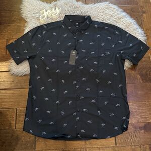 Visive Mens Shirt Size 2XL Shark Short Sleeve Button Up Novelty Black New